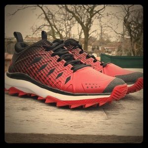 Boombah red and black turf shoes
